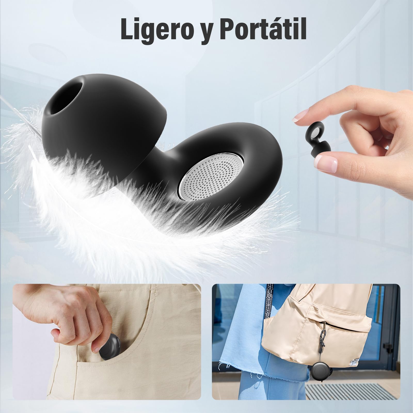 Tapones oidos ruido dormir, 2026 Nuevo 45 dB tapones oidos cancelacion de ruido Reutilizables, para estudiar, viajar, concentrarse, Protección Auditiva, con 8 Puntas(XS/S/M/L) y Estuche - Negro