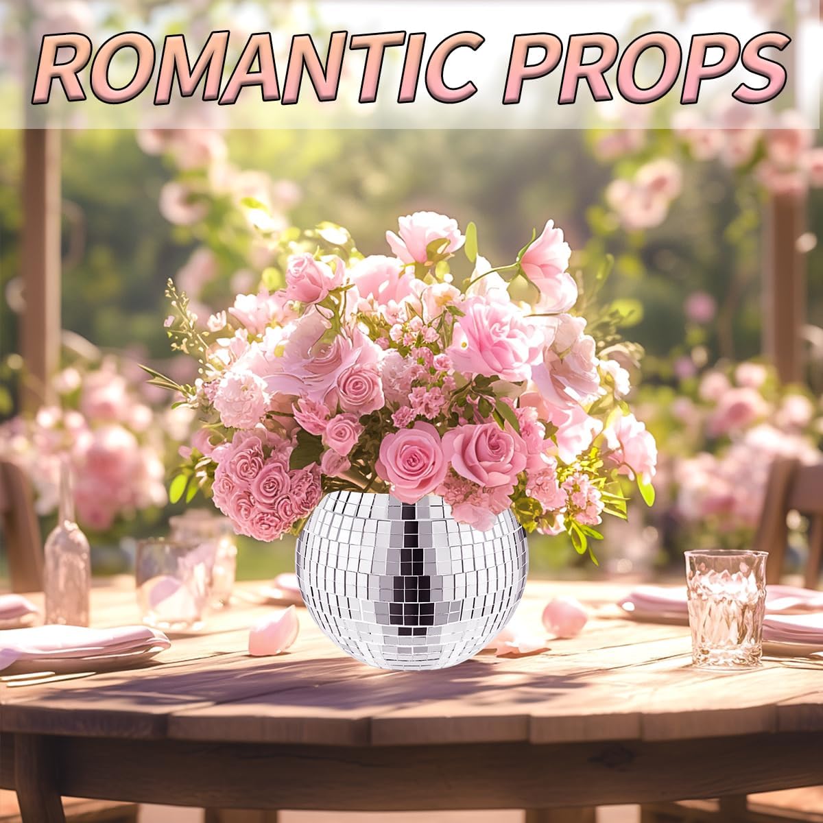 6 Pcs Disco Ball Planter,Silver Disco Ball Vase,Mirrored Disco Ball Decorative Vase,Disco Ball Centerpieces,for Wedding Centrepieces, Proms, Birthday Parties, Dining Tables, Bedrooms