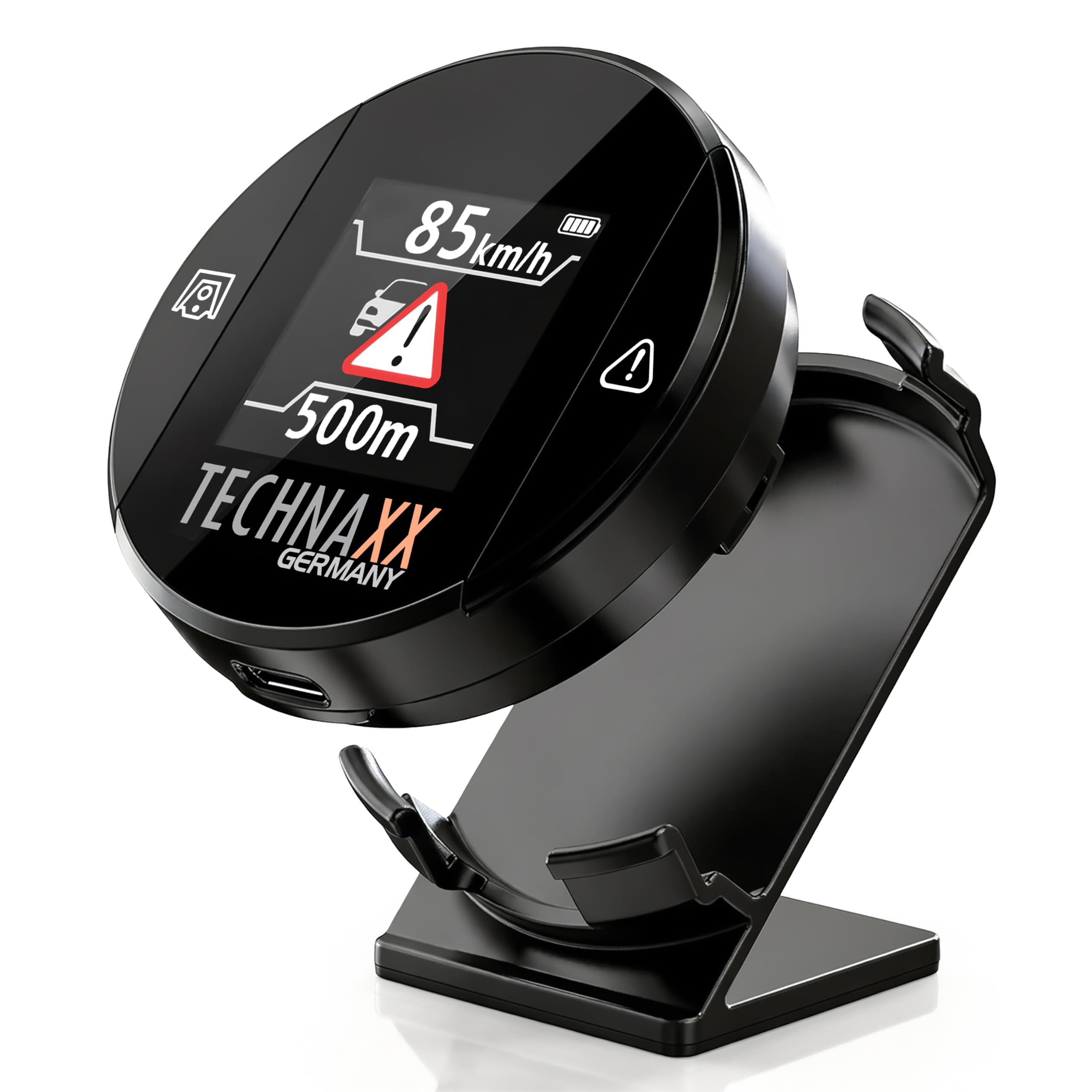 Technaxx Rilevatore di Radar con Blitzer.de – Dispositivo di Allerta con Display, Avvisi su Limiti di Velocità e Pericoli, Visualizzazione in Tempo Reale, Attivazione Automatica - TX-388