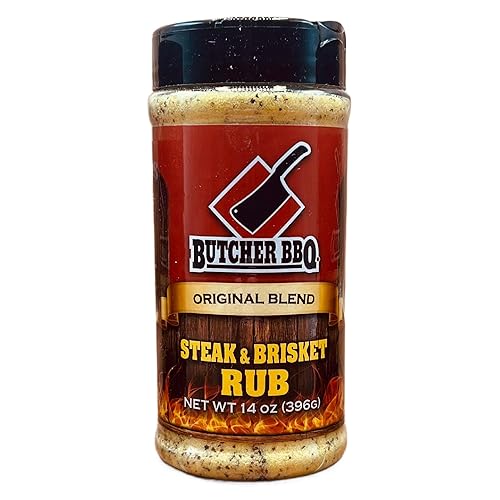 Butcher BBQ Texas Style Steak and Brisket Rub | 16oz | Fórmula ganadora del campeonato mundial | Sabe como cocinar sobre llama abierta | Ideal para