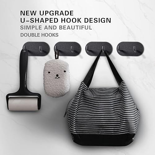 Miniatura 2 de Ganchos adhesivos, ganchos adhesivos negros mate, ganchos de doble pared, ganchos autoadhesivos resistentes, impermeables, para cocina, baño, ducha,