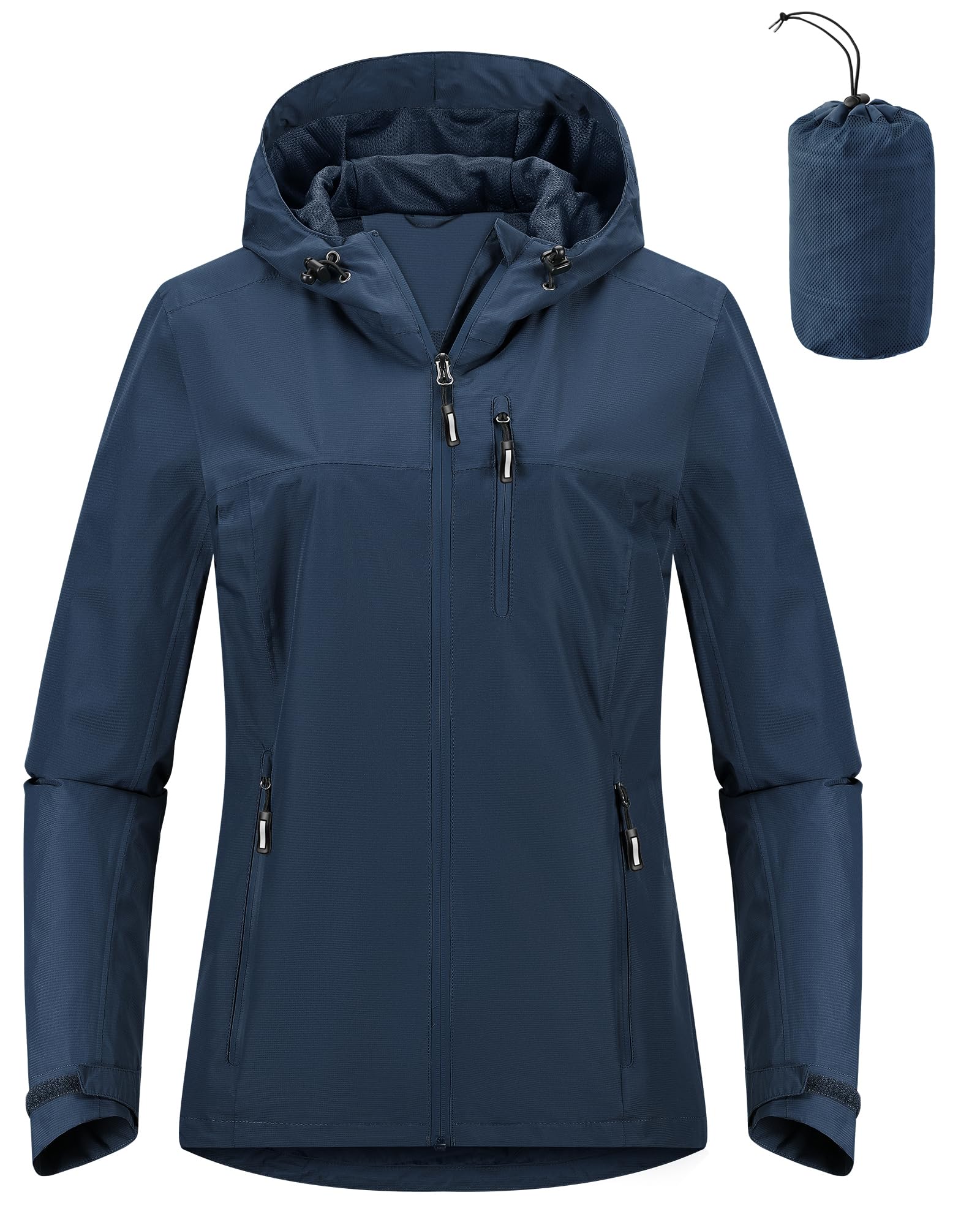 Outdoor Ventures Packable Rain Jacket Women Waterproof Raincoat with Hood