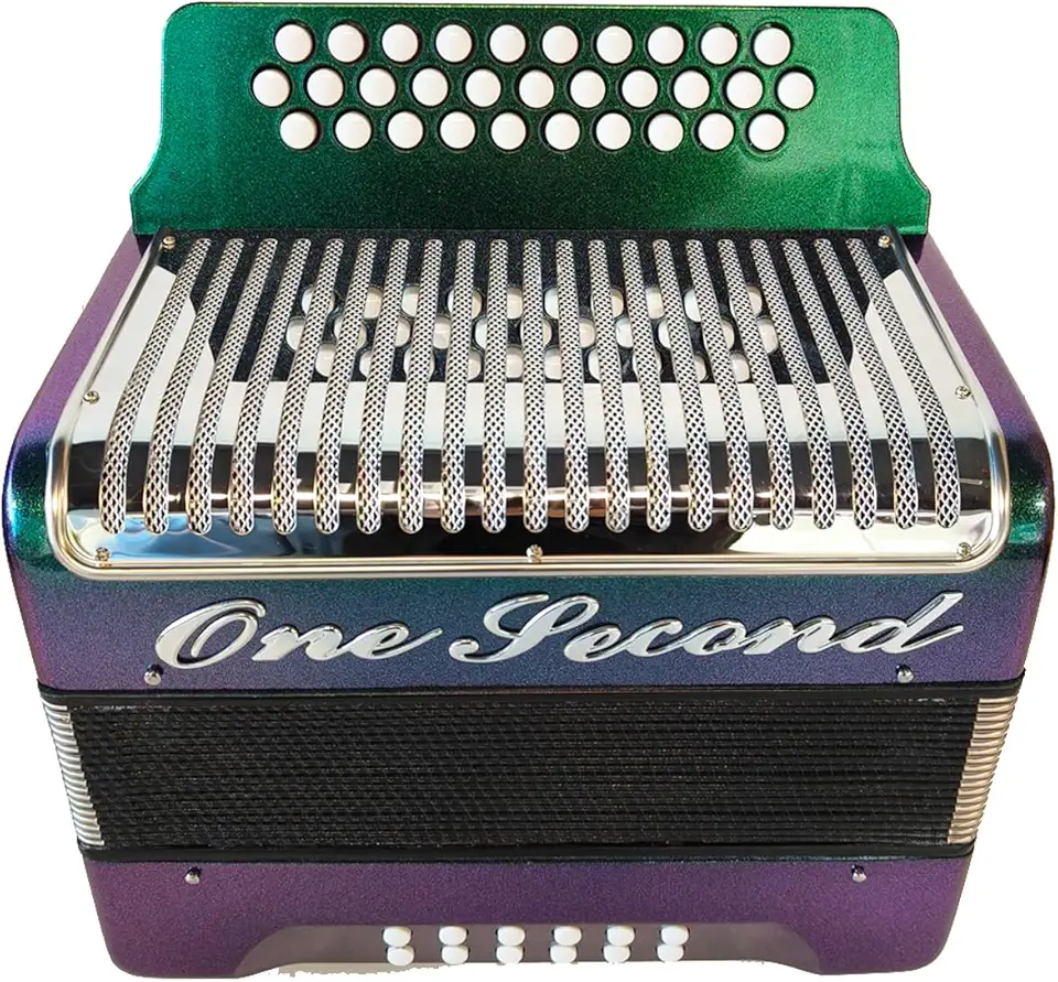 Um segundo acordeão de marca completa com 12 graves e 31 teclas (cor camaleão)