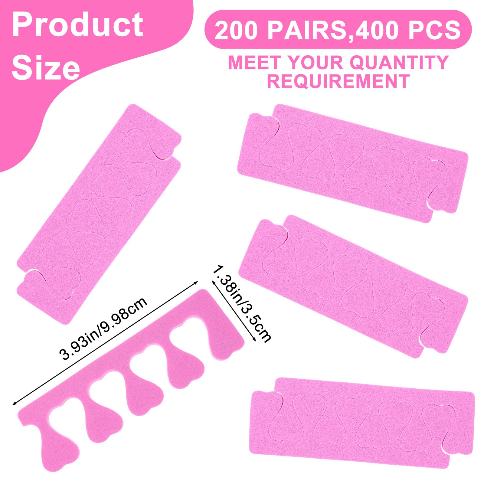 400 pezzi (200 paia) separatori per dita dei piedi, kit di strumenti per pedicure, distanziatori morbidi per pedicure, divaricatori per dita, per donne e uomini, unghie dei piedi, nail art, pittura
