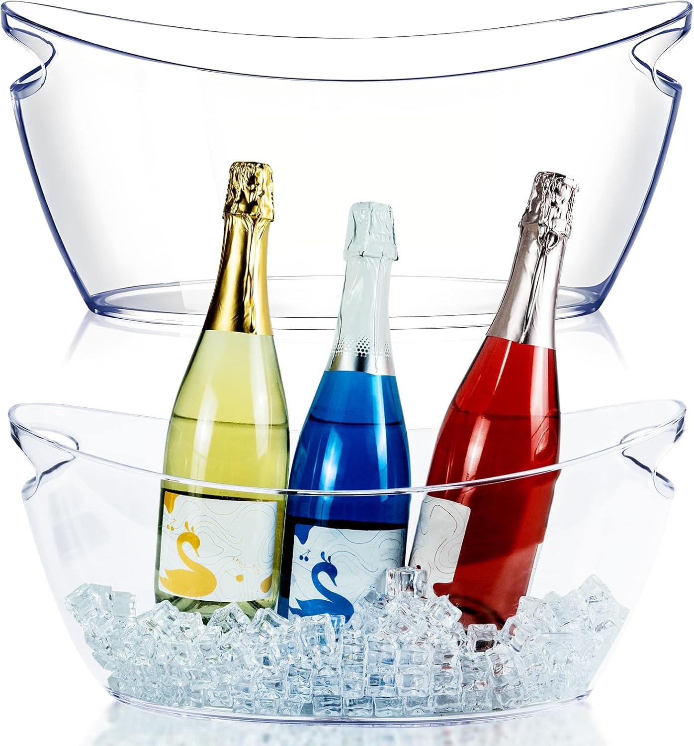 2 Pack Ice Bucket, 5.5L Small Ice Buckets Clear Beverage Tub for Champagne Beer Sparkling Wine Cocktails, Parties, Mimosa Bar Supplies, Christmas