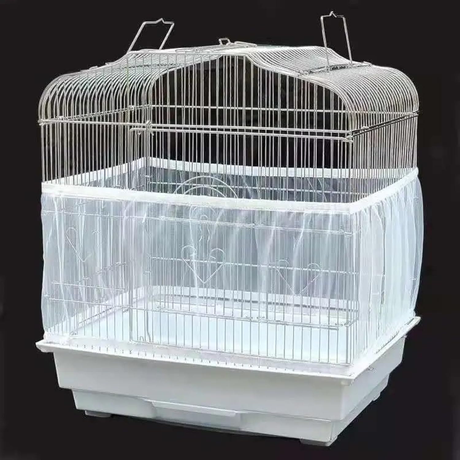 Bird Cage Net Cover Seed Catcher Skirt Stretchy Seed Catcher Ventilate Dustproof Cover (White)