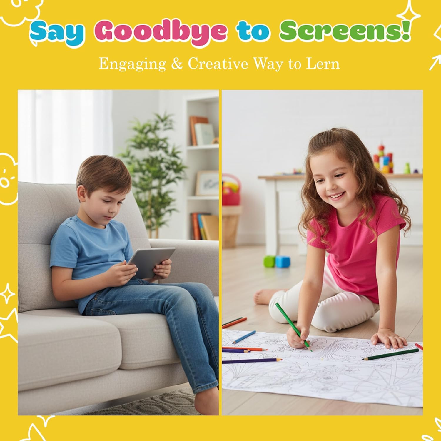 THE TINY GENIUS COMPANY Color Poster for Kids & Adults | Carnival Party Theme | 60 x 90 cm Foldable Banner | Educational Colouring Activity for Creativity & Learning | Ages 3+