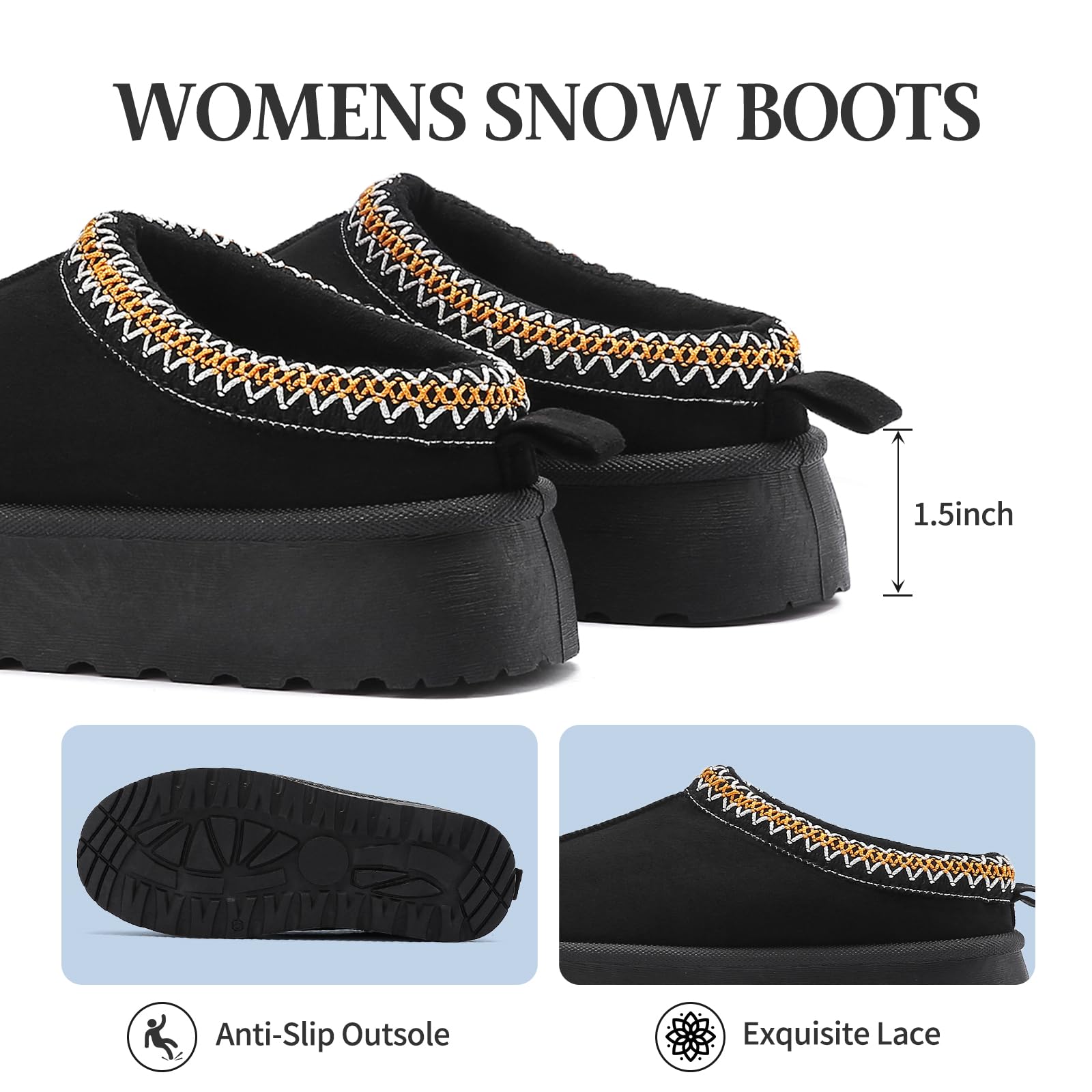 Jifenkla Stivali Da Neve Donna, Invernali con Plateau Peluche, Scarpe Stivaletti per Esterni Pantofole, Leggeri e Antiscivolo Breve Doposci Boots