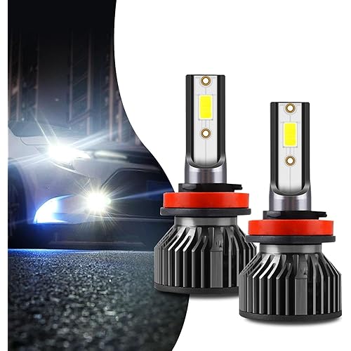 2 PCS Car H13 LED Fog Light, IP68 Waterproof High and Low Beam LED Super Bright Front Lighting Bulb, Alloy Light Body Fast Cooling 100000H Long Life Bulb Replacement, Universal for Car (White)