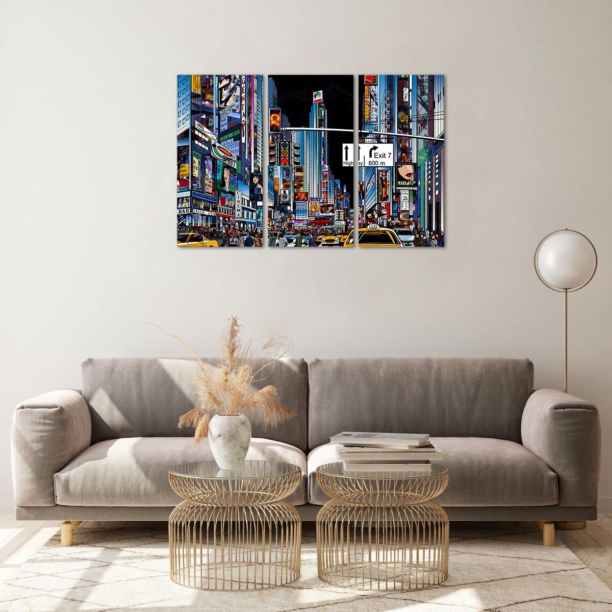 Tableau Décoratif Sur Verre 90x30 Cm - Impression New York, Cadre Verre 4mm, Prêt à Accrocher