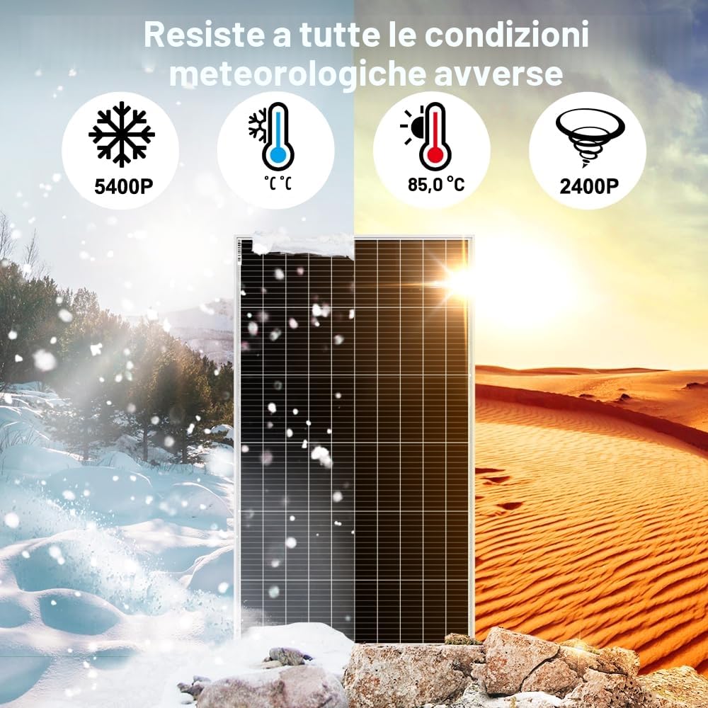 DOKIO Pannello Solare 200W 18V Fotovoltaico per batterie da 12V | ideale per camper, campeggio, casetta da giardino