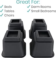 Vista 8 de Vive Bed Risers Heavy Duty (4 Pack - 5 Inch) - Furniture Lifts Risers for Couch, Table, Desk, Chair & Dorm Bed Risers for Bed Frame - Leg Elevator