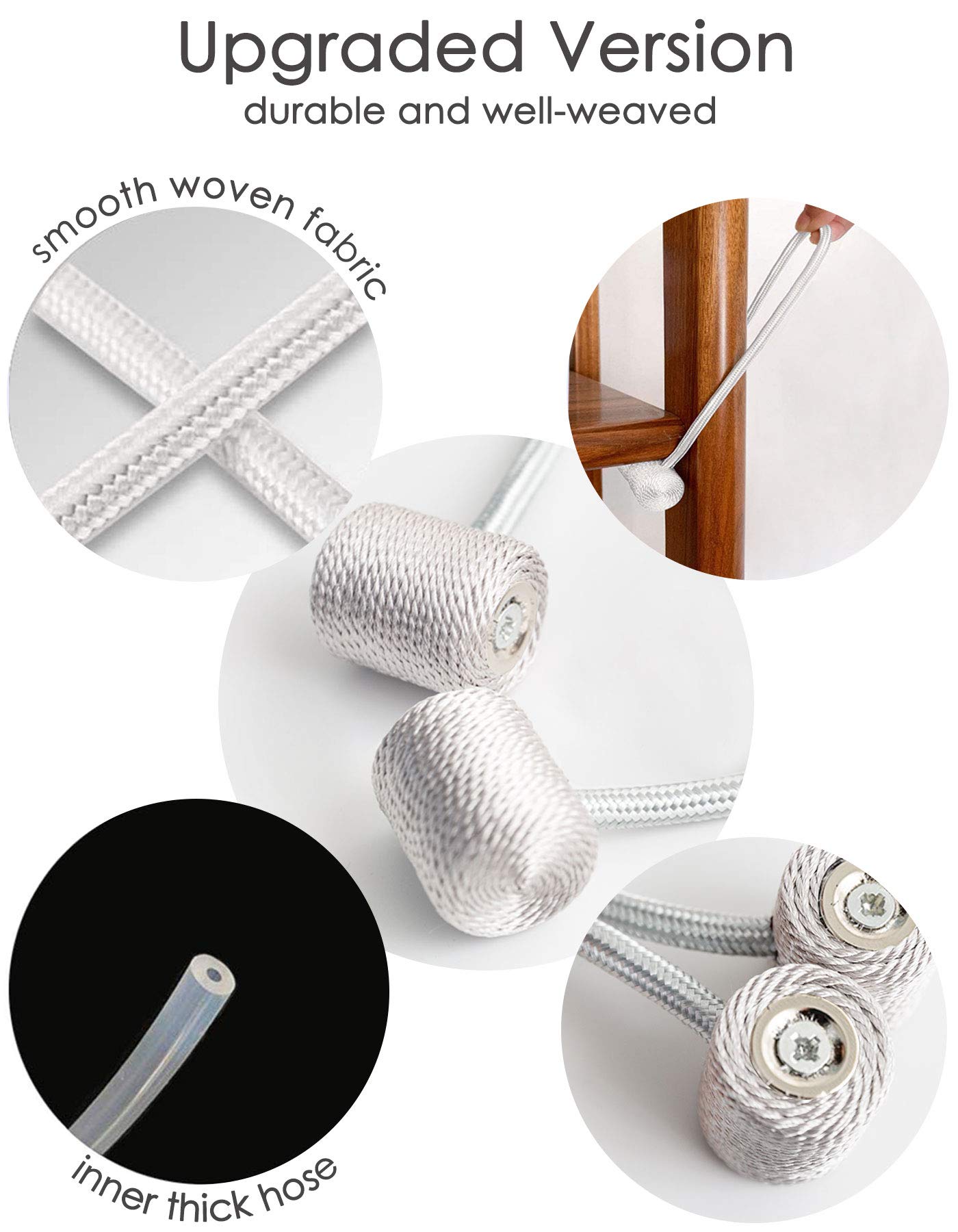 Tifanso 4 Ferma Tende Magnetici Neri, Lunghezza 46 Cm, Regolabili, Senza Trapano, Decorazione Boho Per Camera Da Letto E Soggiorno - 3