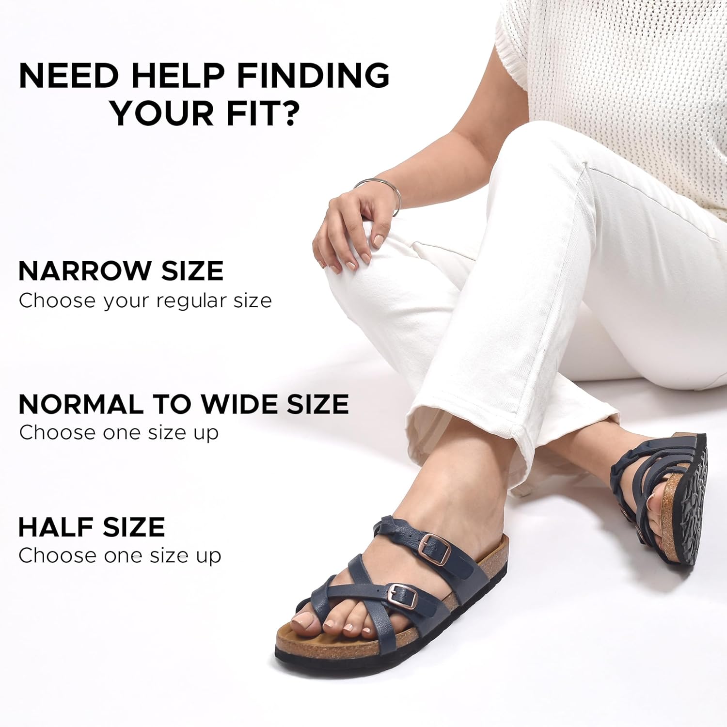 AEROTHOTIC Recovery Slides for Women Comfortable Memory Foam Cork Footbed Cute Faux Leather Adjustable Buckle Straps Walking Travel Outdoor women sandals - Image 3