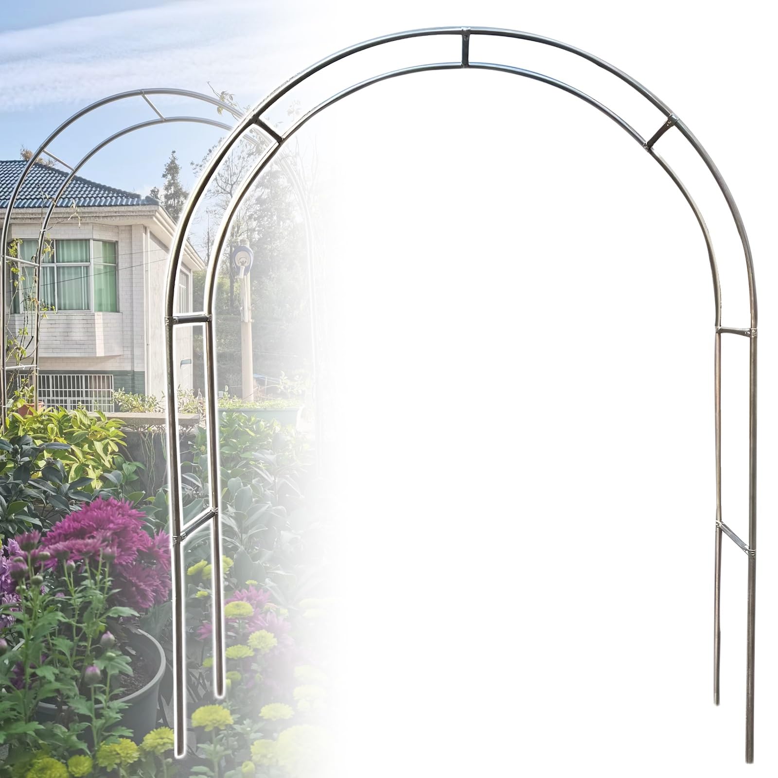 Arco de jardín de alta resistencia y acero inoxidable para plantas y enrejados