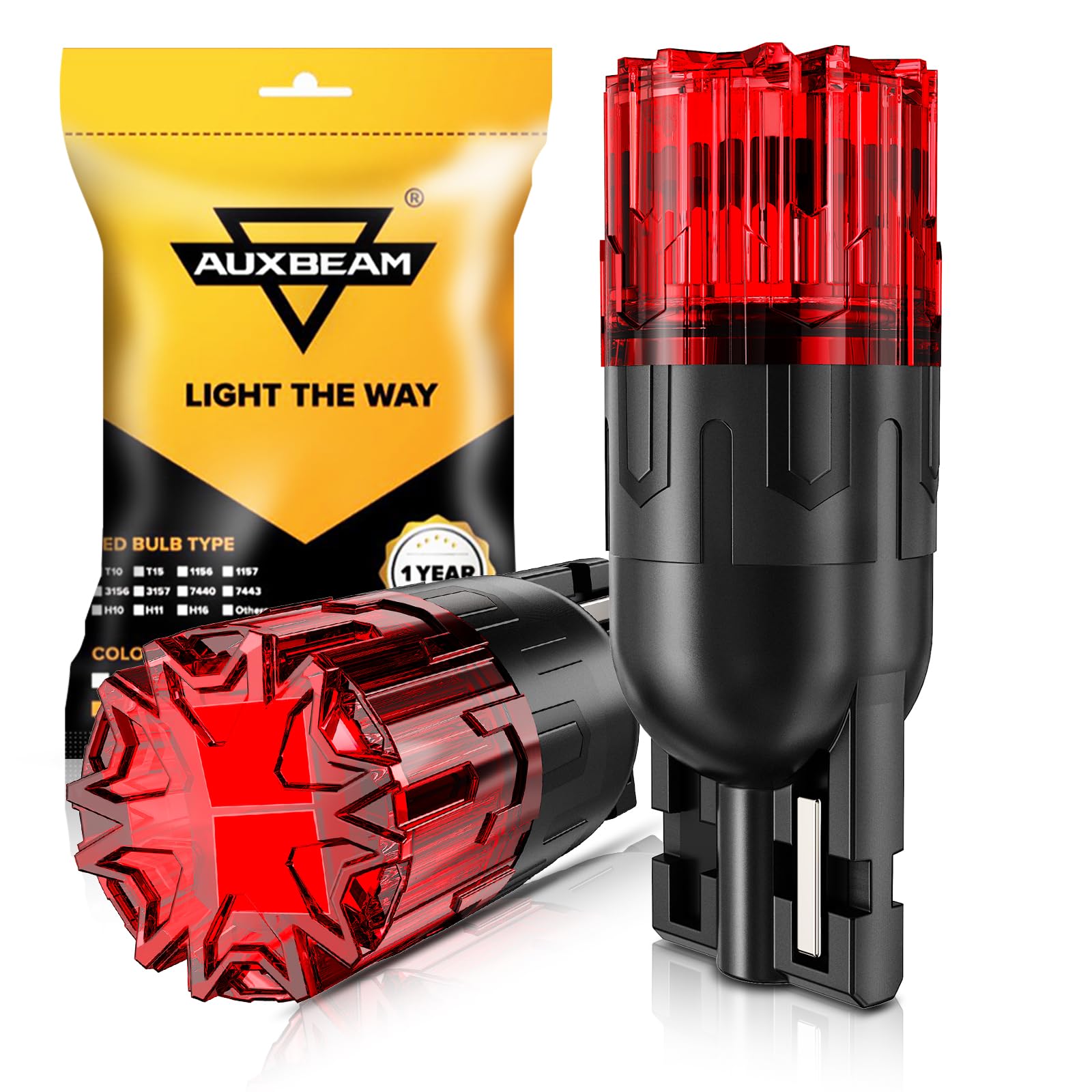 Auxbeam 2026 B2 Series 194 LED Bulbs Red 168 2825 T10 W5W Bulbs