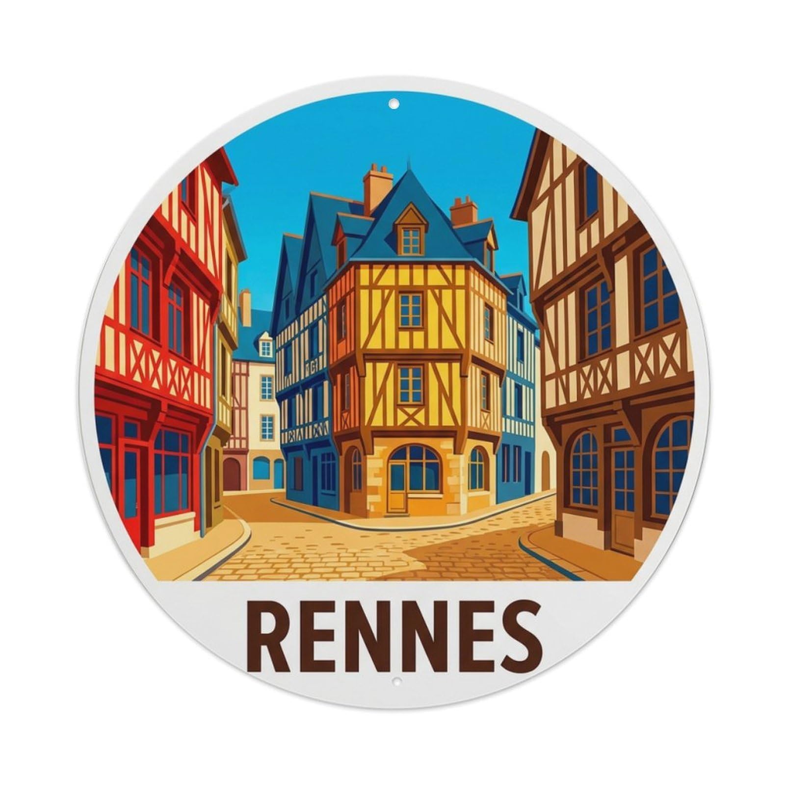 Metal Tin Sign Retro Travel France Rennes