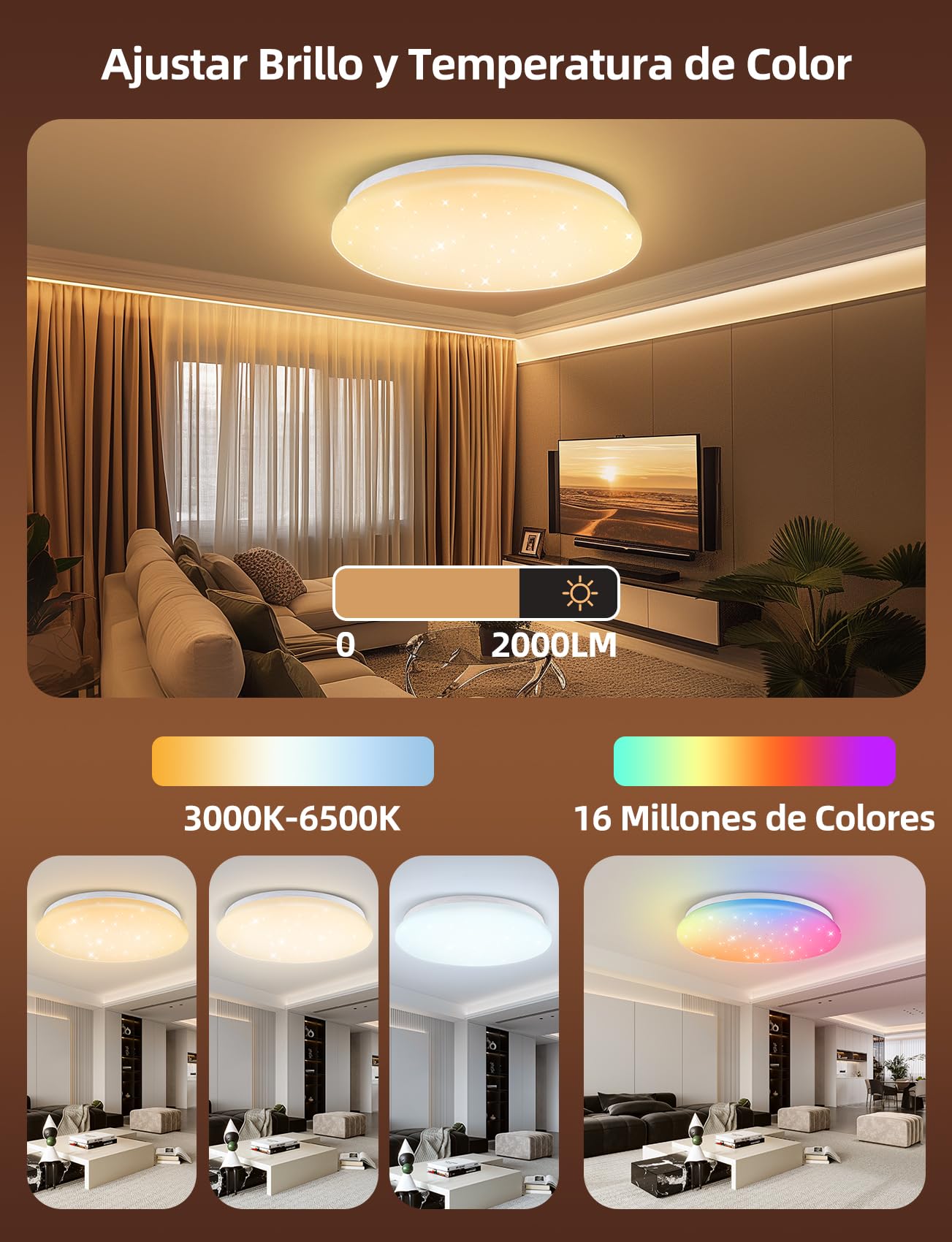 Aigostar Mesh- Plafon LED Techo Bluetooth Mesh, 18W, 2000LM, 3000K-6500K y RGB regulable, IP44, Φ35CM, Plafón LED Inteligente Compatible con Alexa, Lampara Techo Alexa para Salon/Dormitorio, 2Uds