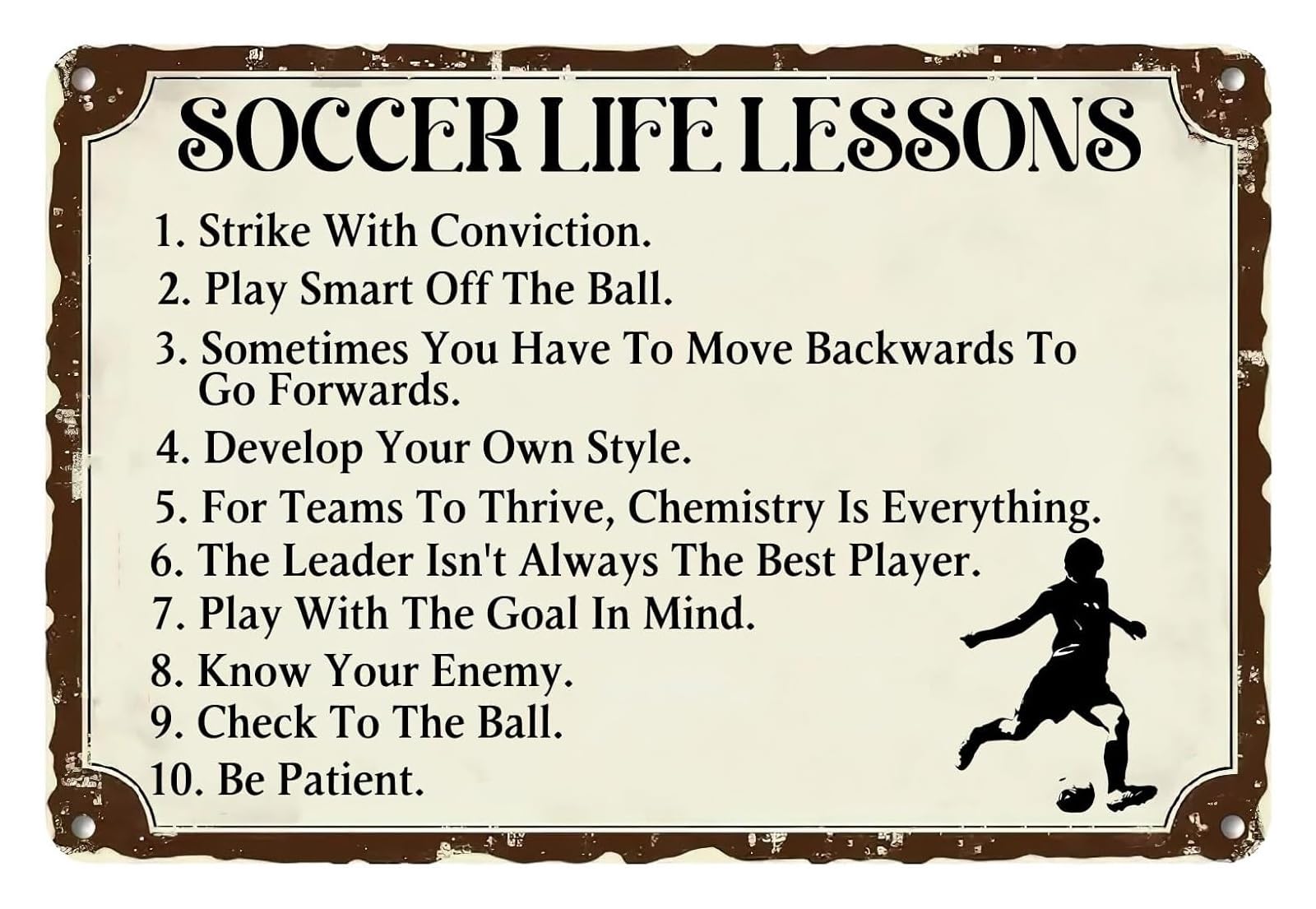 MQXFCZUX Vintage Soccer Ethos Tin Sign Retro Metal Wall-Art with Motivational Saying for Garage Decor Man Cave Sports Bar 8 X 12 inch