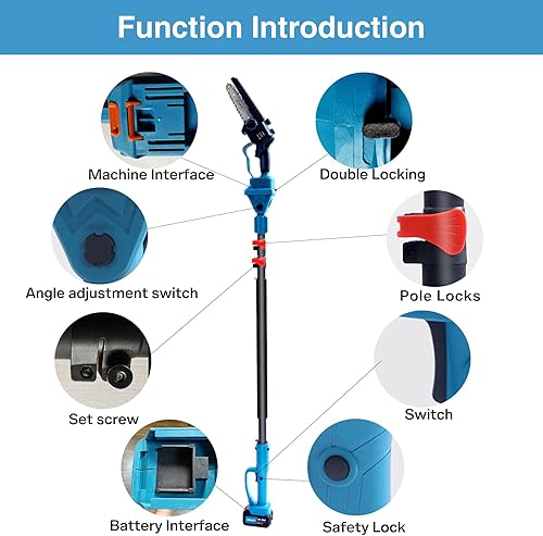Miniatura 4 de Tijeras de Podar de Pértiga 3 en 1, Tijeras de Podar Eléctricas y Sierras de Pértiga para Poda de Árboles con Pértiga de Alcance de 15.3 pies,