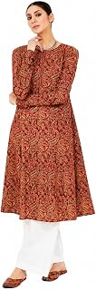 FIORRA Women's Paisley Printed Pure Cotton Anarkali Kurta Price In India