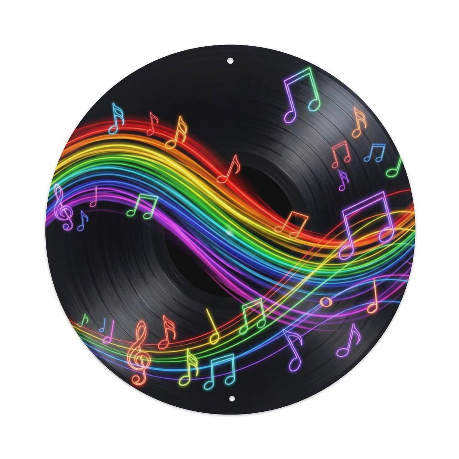 Colorful Music Vinyl Records Dynamic Rainbow Motion Metal Tin Sign