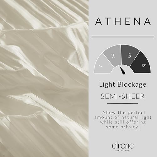 Miniatura 5 de Elrene Home Fashions Athena - Juego de panel de cortina de ventana de seda sintética aplastada y cenefa, 52"x95" (2 paneles) y 1 cenefa, marfil