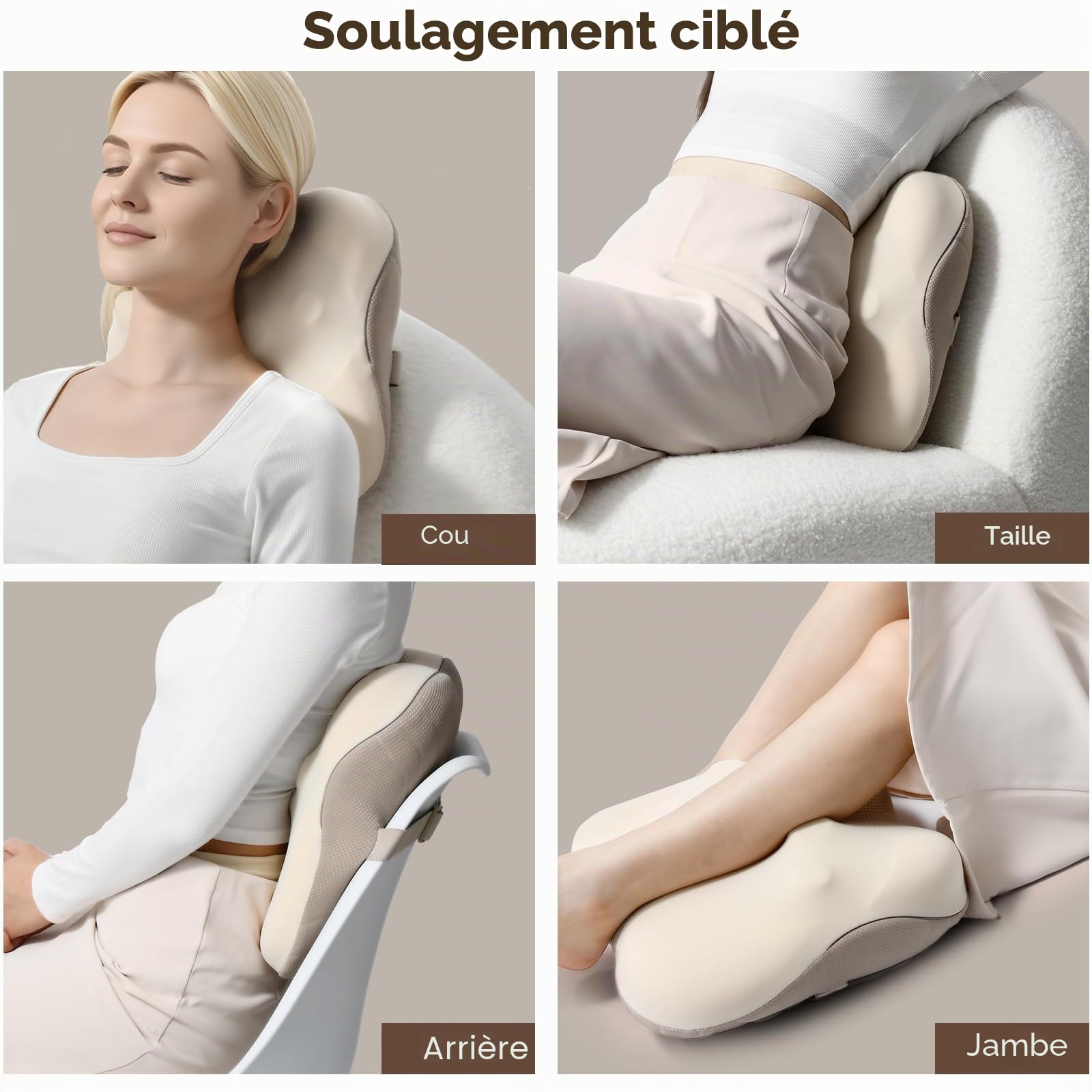 Arboleaf Coussin de Massage Shiatsu pour Dos et Nuque avec Chauffage - Appli Bluetooth, Sans Fil, Housse Lavable, Autonomie Prolongée - Idéal Cadeau Homme/Femme