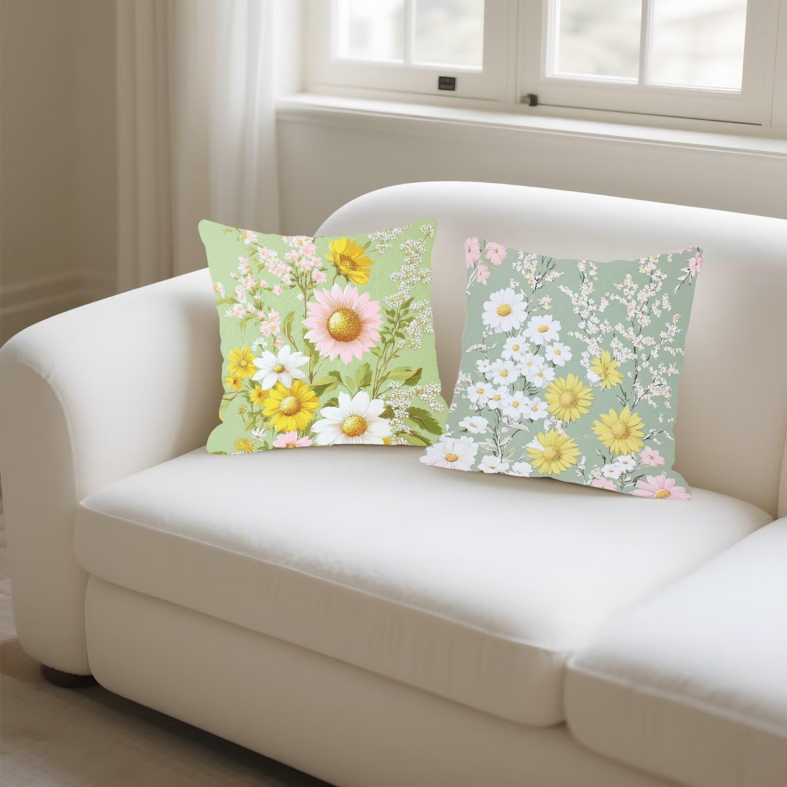 Federe Cuscini Divano 40x40cm, Federa Cuscino Beige Fiore Quadrati Copricuscini Super Morbido Copri Cuscini Per Divano, Cuscino Decorativo da Esterno Giardini, Per Soggiorno Camera Divani Sedie P-404