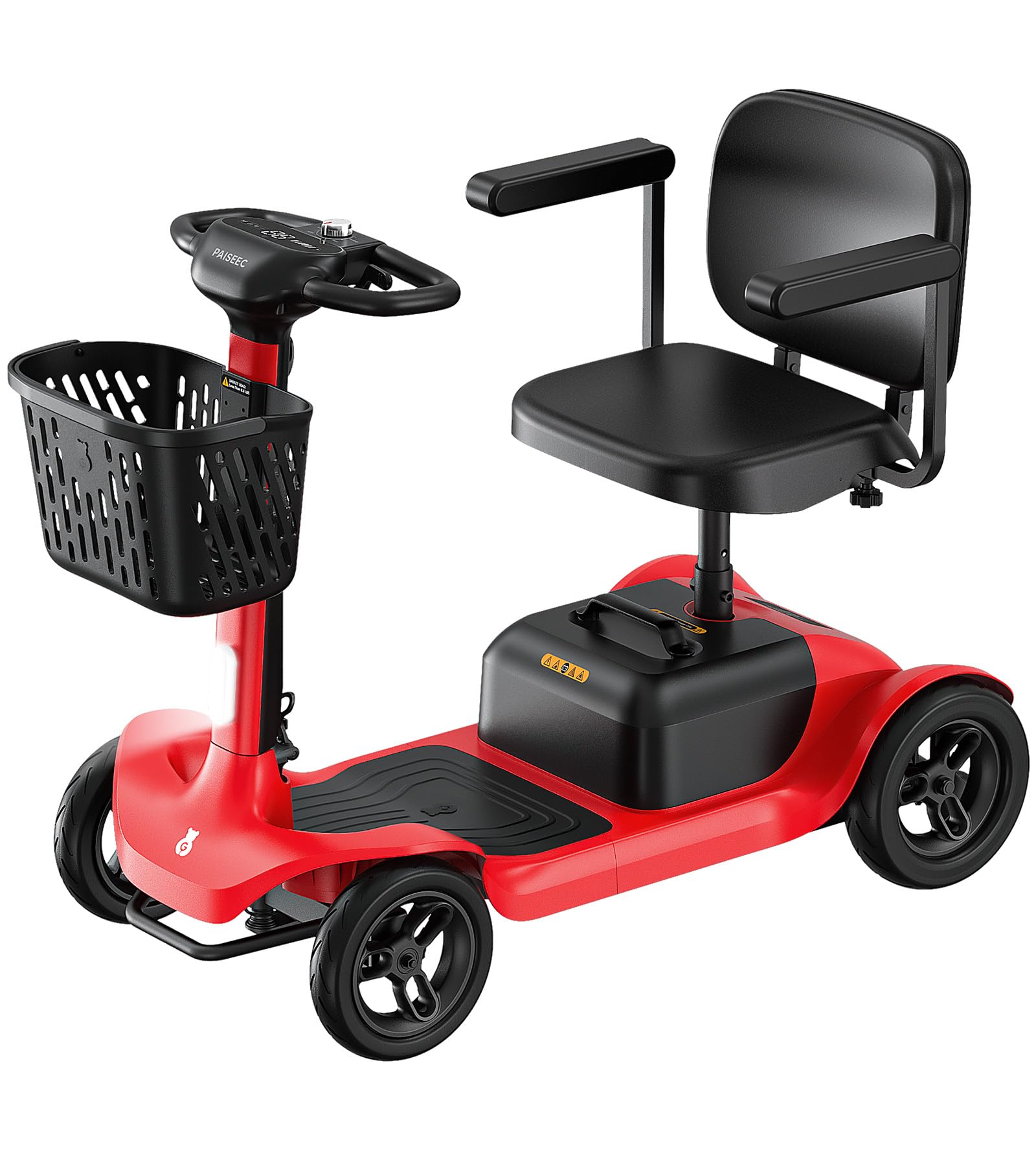 PAISEEC Powered Mobility Scooter S1-SE, 4 Wheel All Terrain Electric Scooter with PAi Safety System for Adults Seniors, 25 Miles 4 mph 280 lbs,Height Adjustable Seat, Slope Safety Mechanism