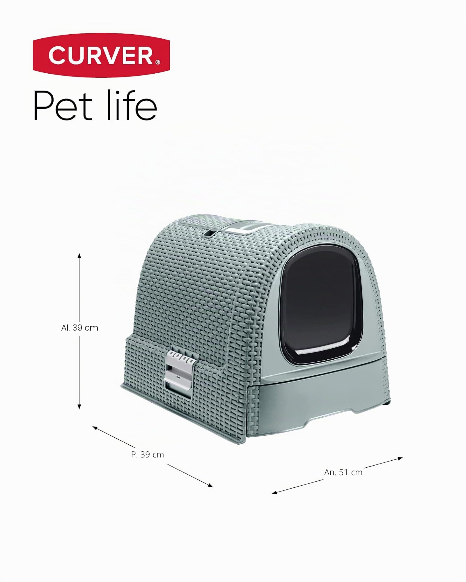 CURVER Maison de toilette - Bleu gris - Pour chat