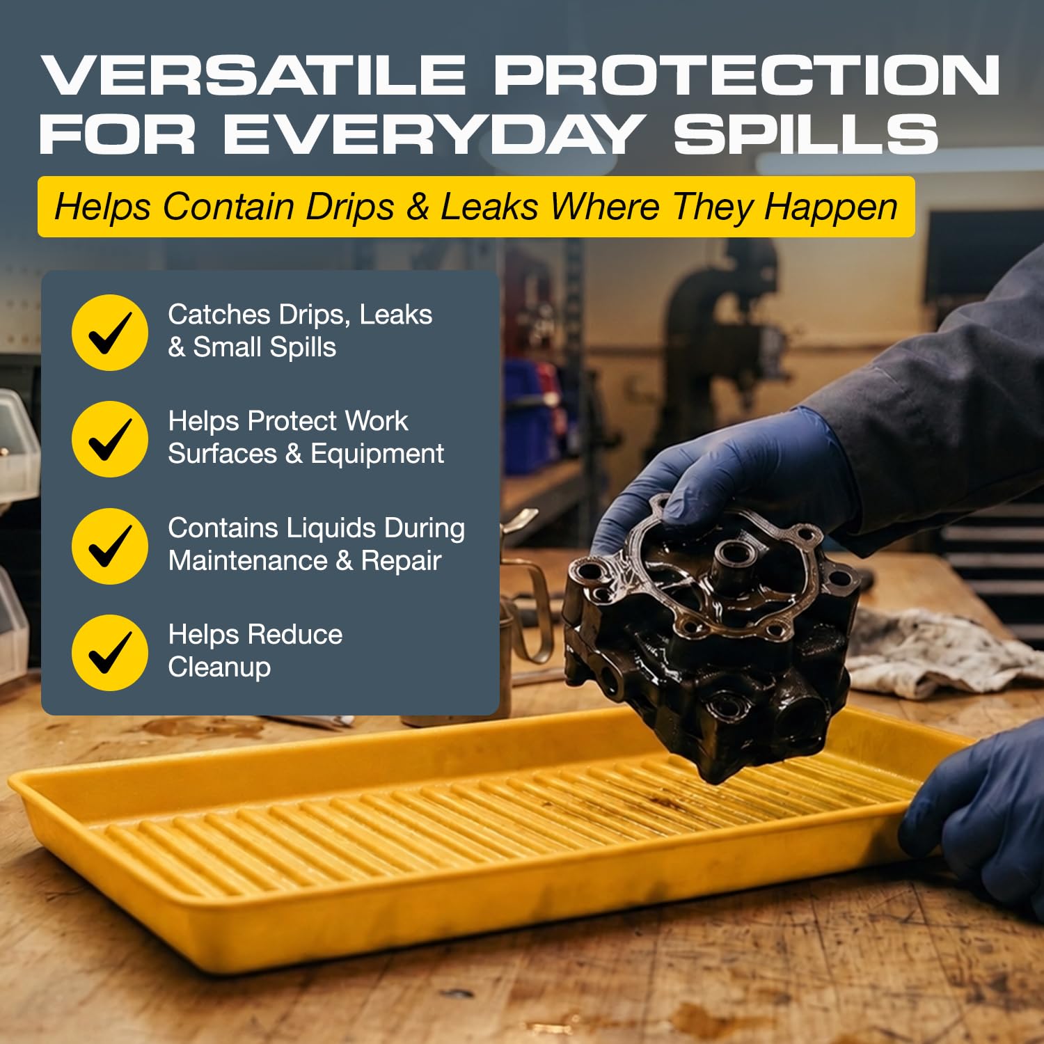Eagle Spill Containment Utility Tray, 5 Gallon Sump, Made in USA, Yellow — Amazon image 3
