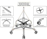 Vista 6 de Silla elevadora, taburete ajustable con respaldo y reposapiés, asiento giratorio, ruedas giratorias para estudio, oficina, salón, mostrador, sillas