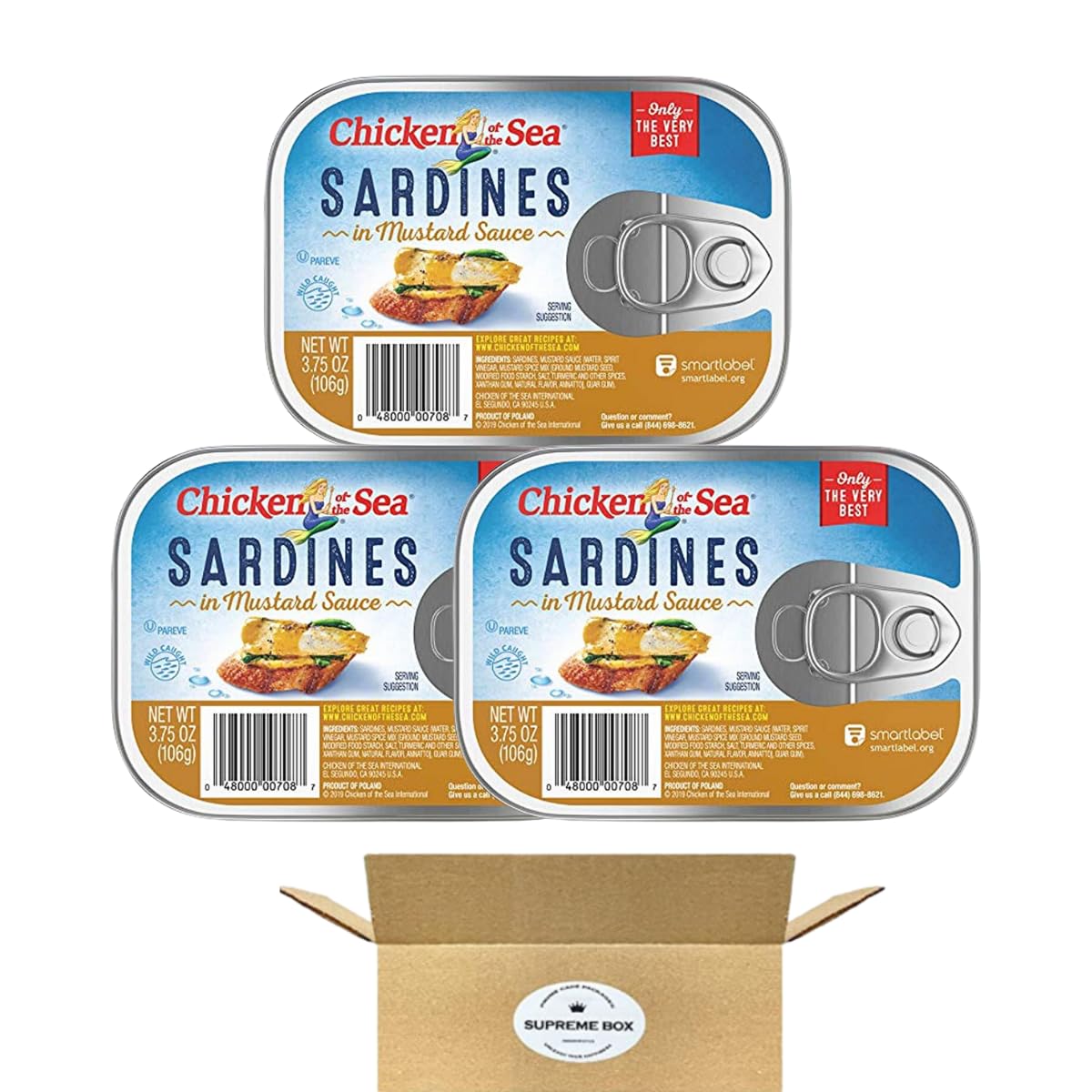 Chicken of the Sea Sardines in Oil, Mustard Sauce, 3.75