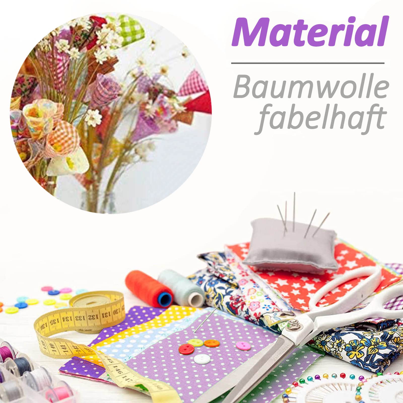 7 Tessuti Quadrati In Cotone Per Patchwork - 25,4 X 25,4 Cm, Stampa