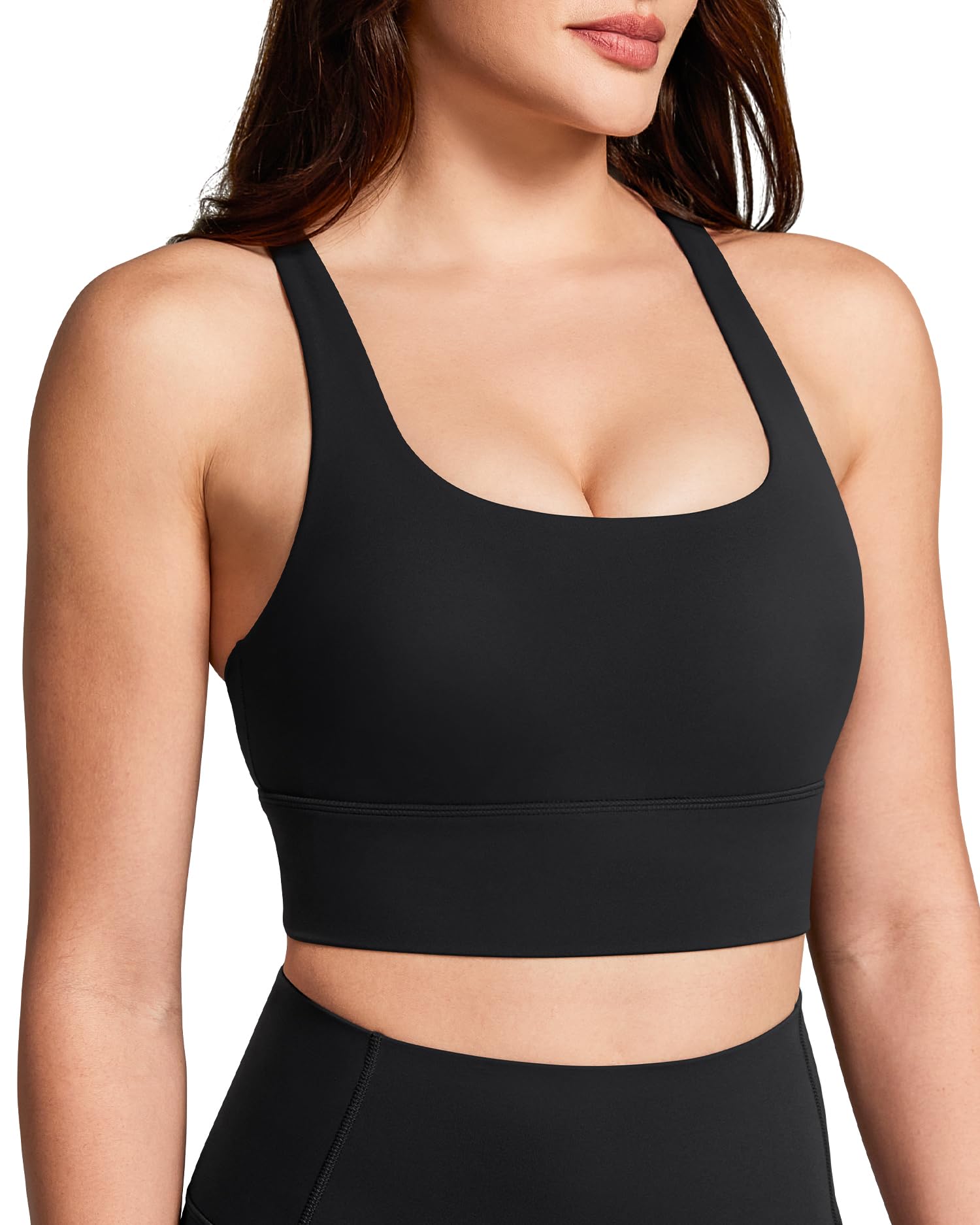 Queenie Ke BareLuxe Sports Bras for Women Padded Medium Support for Yoga Cross Back Strappy Square Neck Workout Tops — view 15