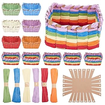 Basket Weaving Kit Rectangular Raffia Ribbon Basket Creative Woven Bowls For Adults Paper Basket Making Kit For Arts And Crafts Projects Basket Activities Jewelry Making Kits G 601099980134719