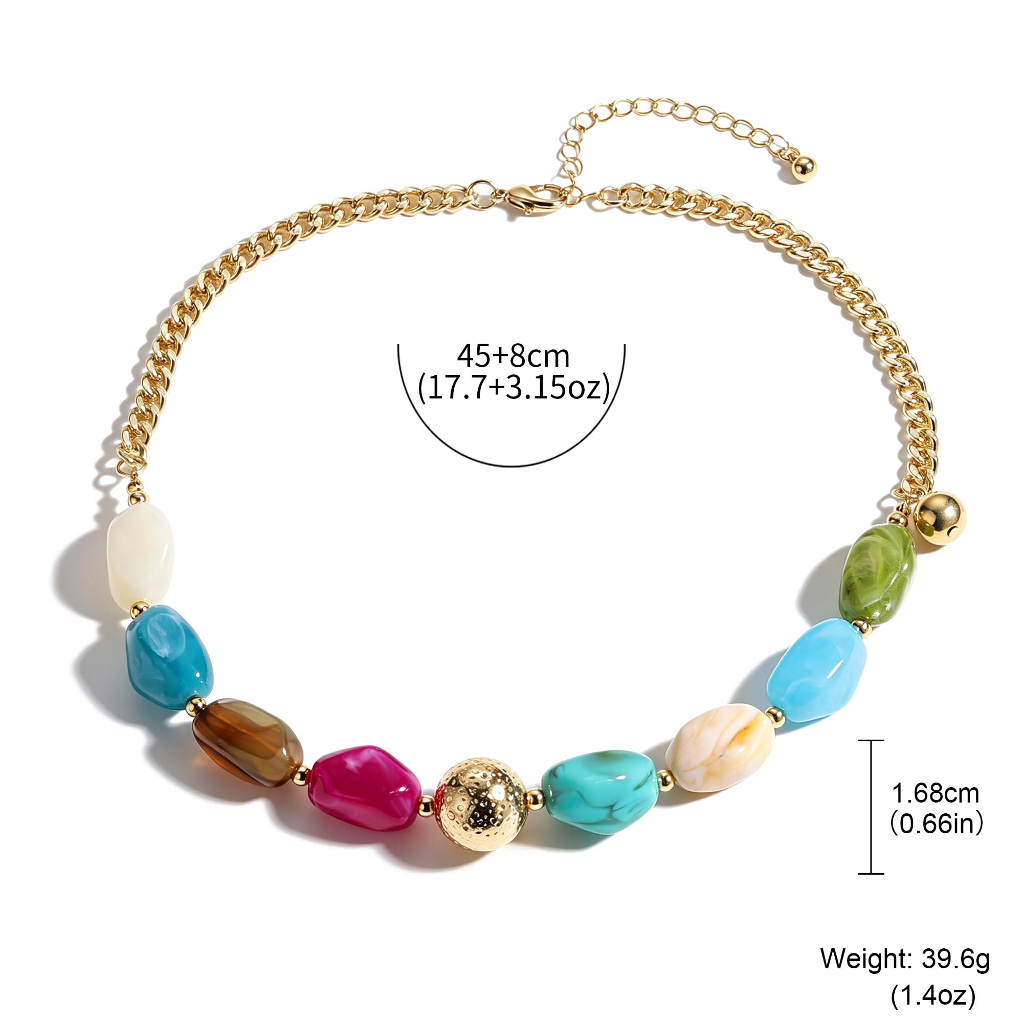 Marova Collana di perline multicolore per le donne | Collana di perline da donna con perline colorate in resina, un design leggero, uno stile alla moda