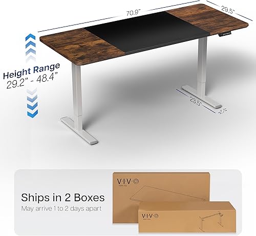 Vista 175 de VIVO DESK-KIT-1W6G - Escritorio eléctrico de pie de 60 x 24 pulgadas, ajuste de altura de memoria, serie 1B, parte superior de nogal oscuro de una