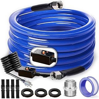 15-Foot Heated Drinking Water Hose Antifreeze Garden Accessories Freeze Protection Down to -20°F/-28°C Energy-Saving Thermostat Leakage Protector RV Camber