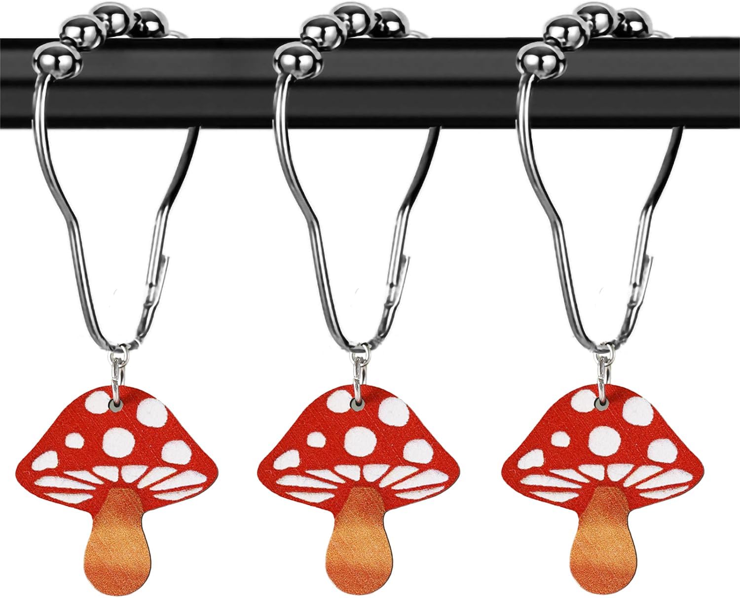 12 Cute Little Mushroom Shower Curtain Hooks,Cute Shower Curtain Hooks， Embellish