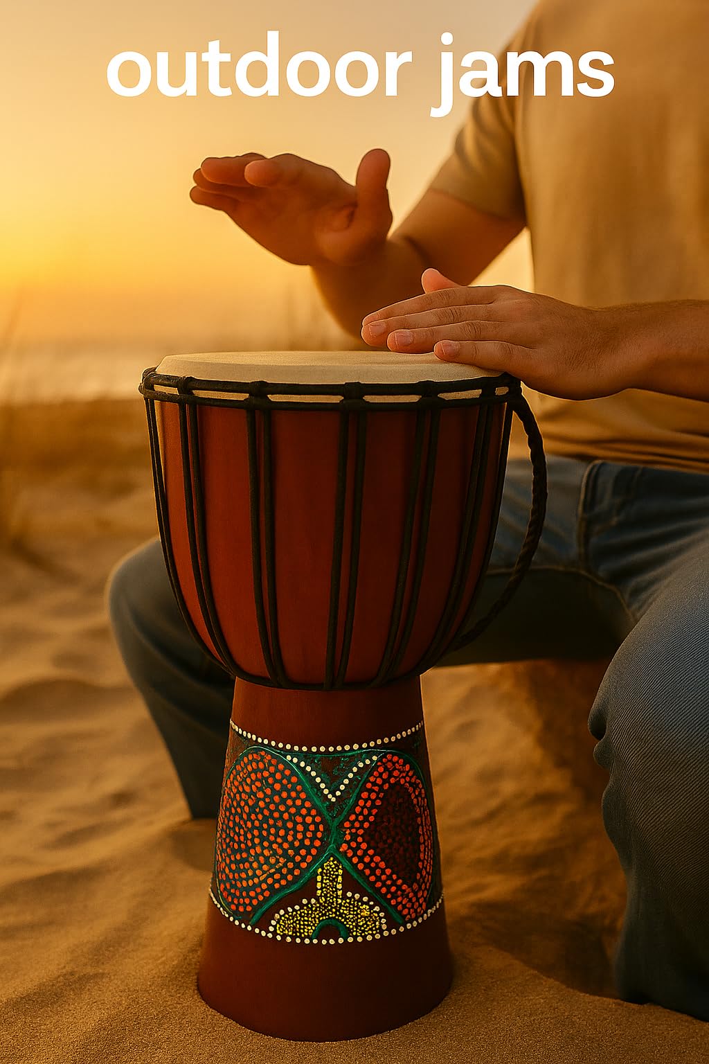 Djembe Drum – Solid Wood African Djembe - 16" Tall Percussion Drum with Goat Skin Head And Tribal Designs - Professional Quality/Sound - Not Made in China