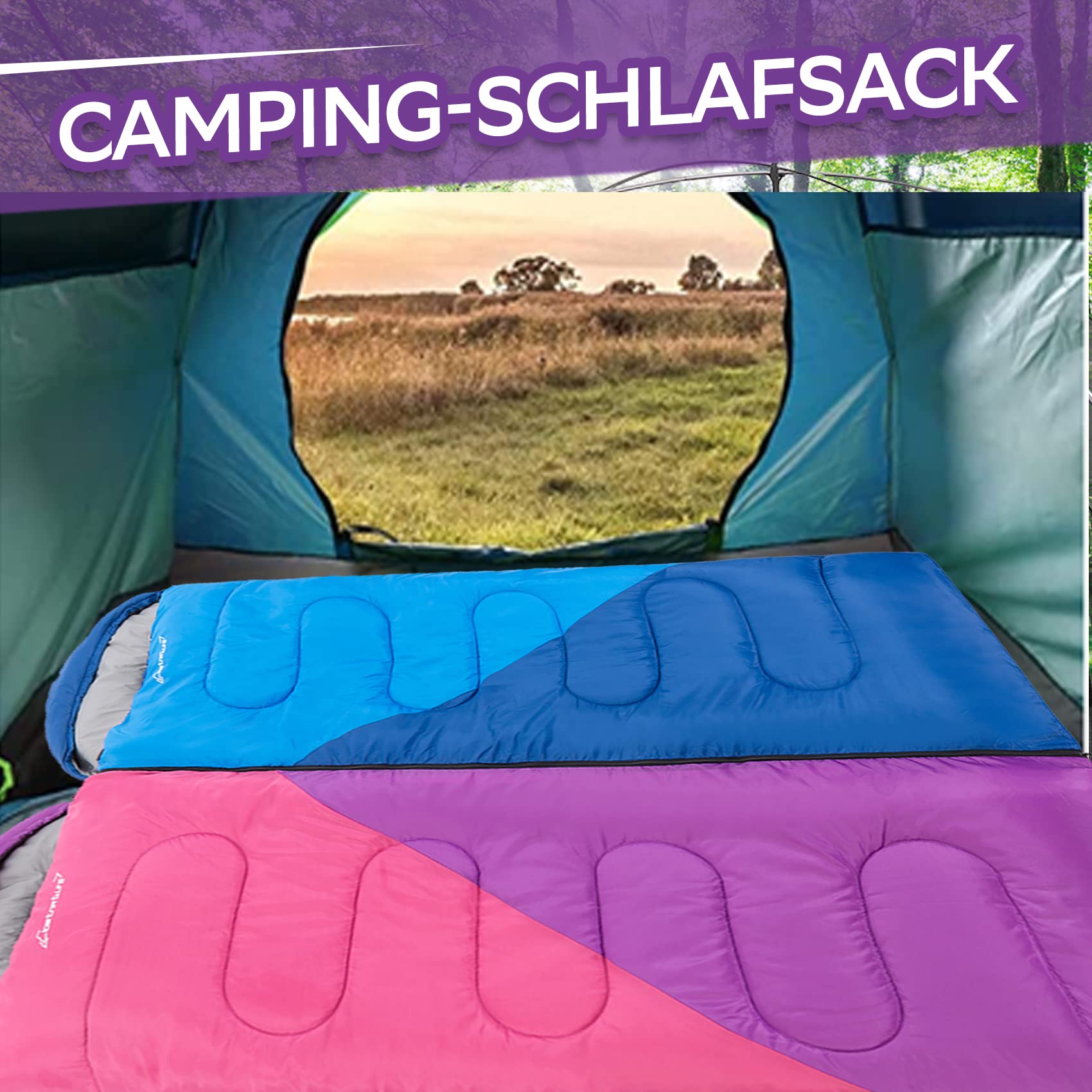 Clostnature Schlafsack Outdoor mit Erwachsene, Leichter Schlafsäcke für Camping, 3-4 Jahreszeiten Deckenschlafsäcke mit Kleines Packmaß für Damen, Herren, Wandern, Bergsteigen(Rechter Reißverschluss)