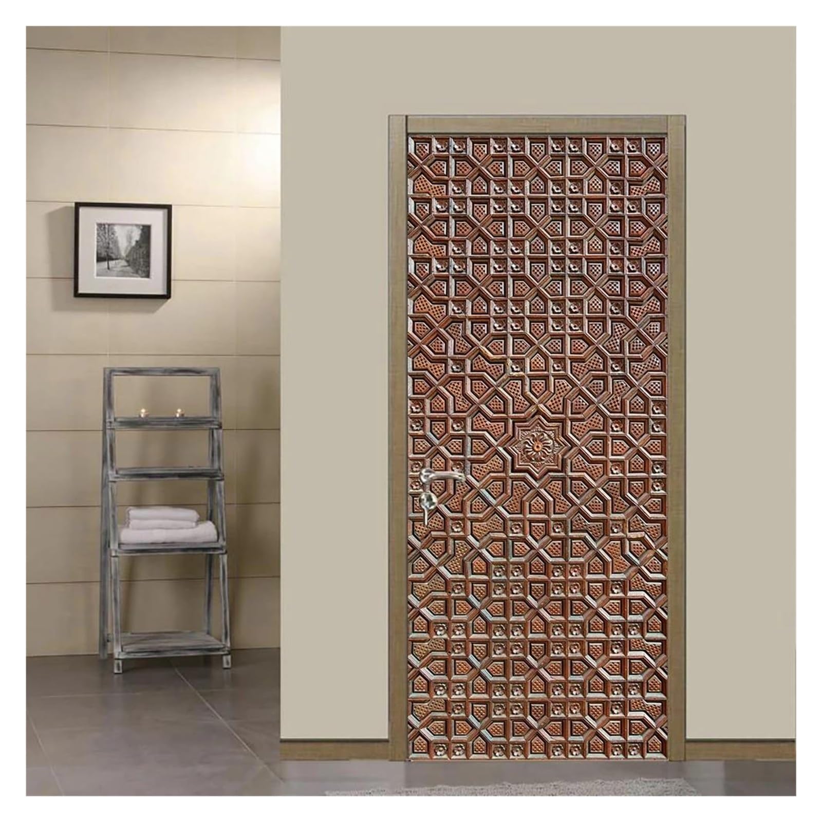 Sticker porte simulation bronze pour sublimer la decoration de votre cuisine et porche