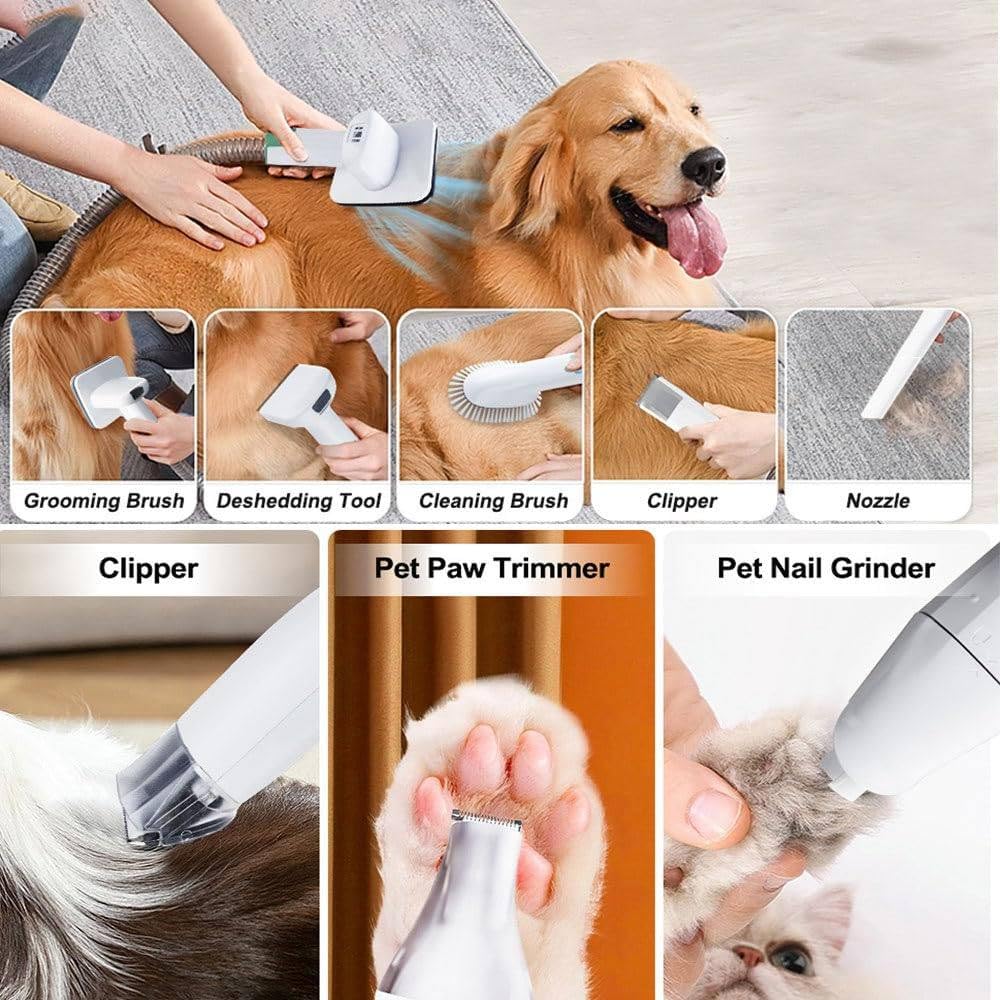 Kit di Toelettatura per Animali 7 in 1 con Aspiratore | Kit per La Toelettatura del Cane | Aspiratore Potente 13000pa | Ideale per Cani E Gatti: Toelettatura E Gestione della Muta