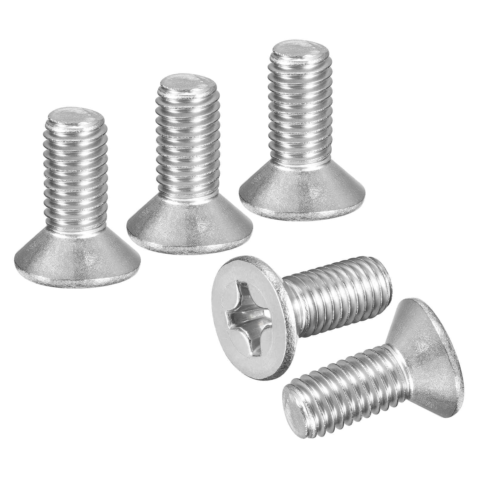 DTGN M8-1.25x20 Flat Head Countersunk Machine Screws - 10pcs - Good for Furniture and Machinery - 304 Stainless Steel Phillips Machine Screws Bolts - Silver — image 1