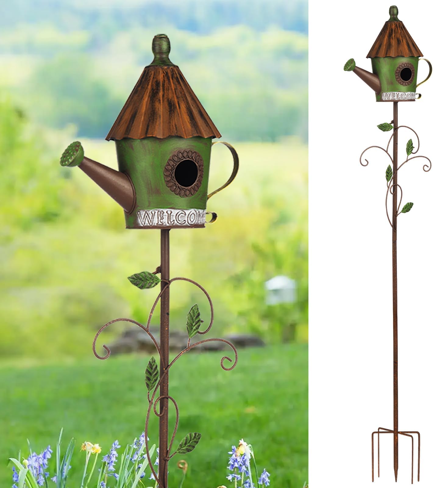 Birdhouse Garden Stakes Metal Bird House Garden Stake