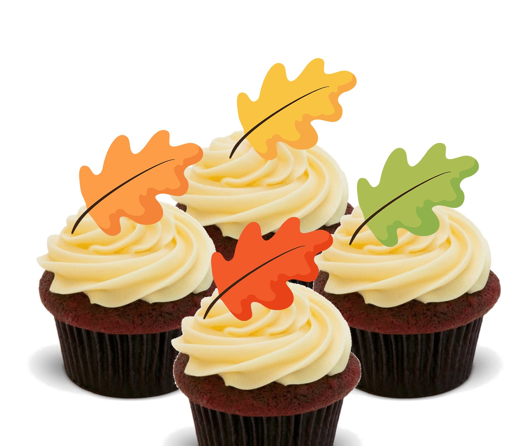 Autumn Leaves - Edible Cupcake Toppers - Stand-up Wafer Cake Decorations (Pack of 24)