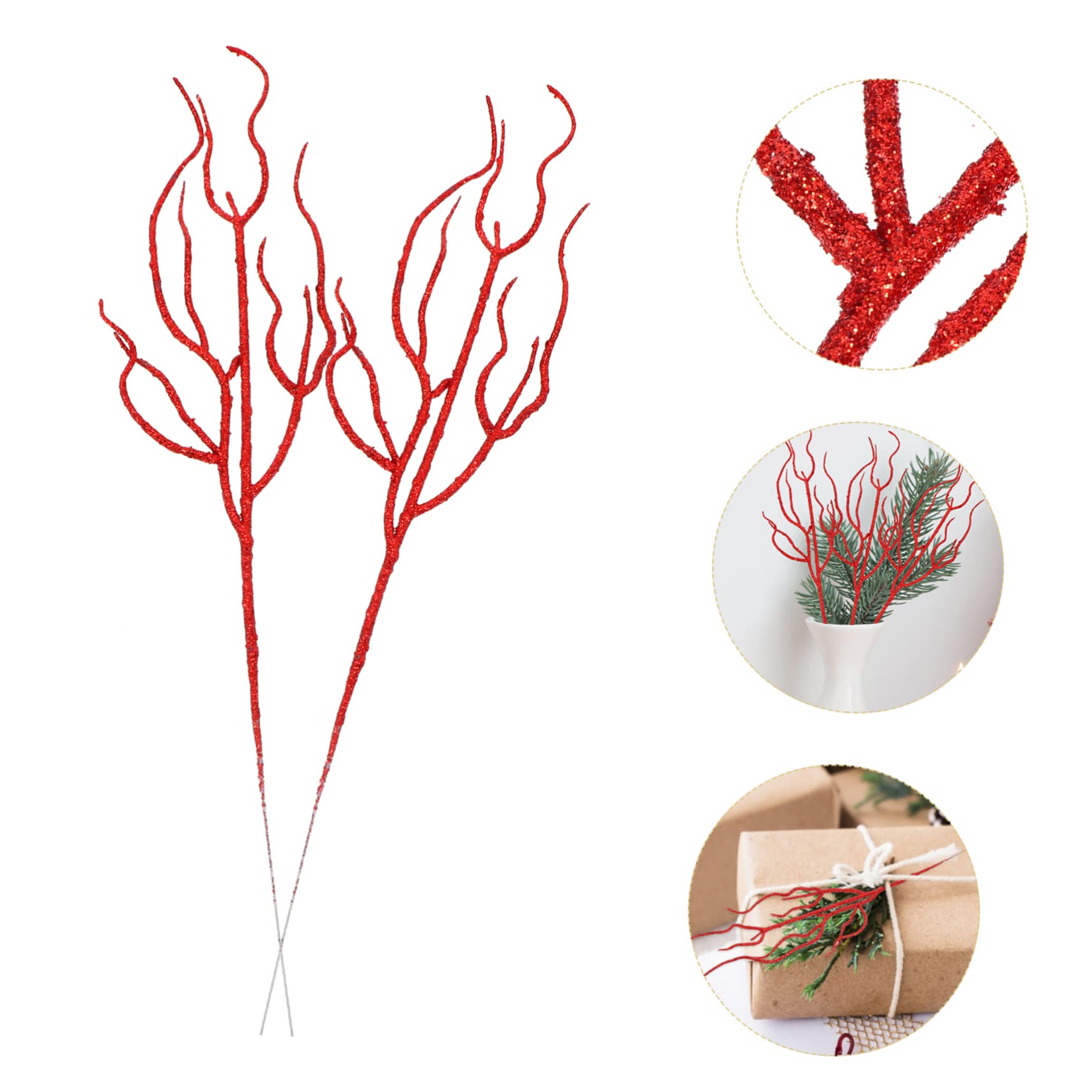 HOMSFOU 4 Set Di Rami Di Alberi Secchi Artificiali Foglie Di Natale Per Albero Foglie Glitterate Decorazioni Per Feste Di Natale 10 Pezzi*4