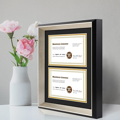 Miniatura 2 de Space Art Deco, Marco de fotos de 11 x 14 pulgadas con 2 aperturas para dos licencias comerciales de 5.5 x 8.5 pulgadas con paspartú o marco de 11 x